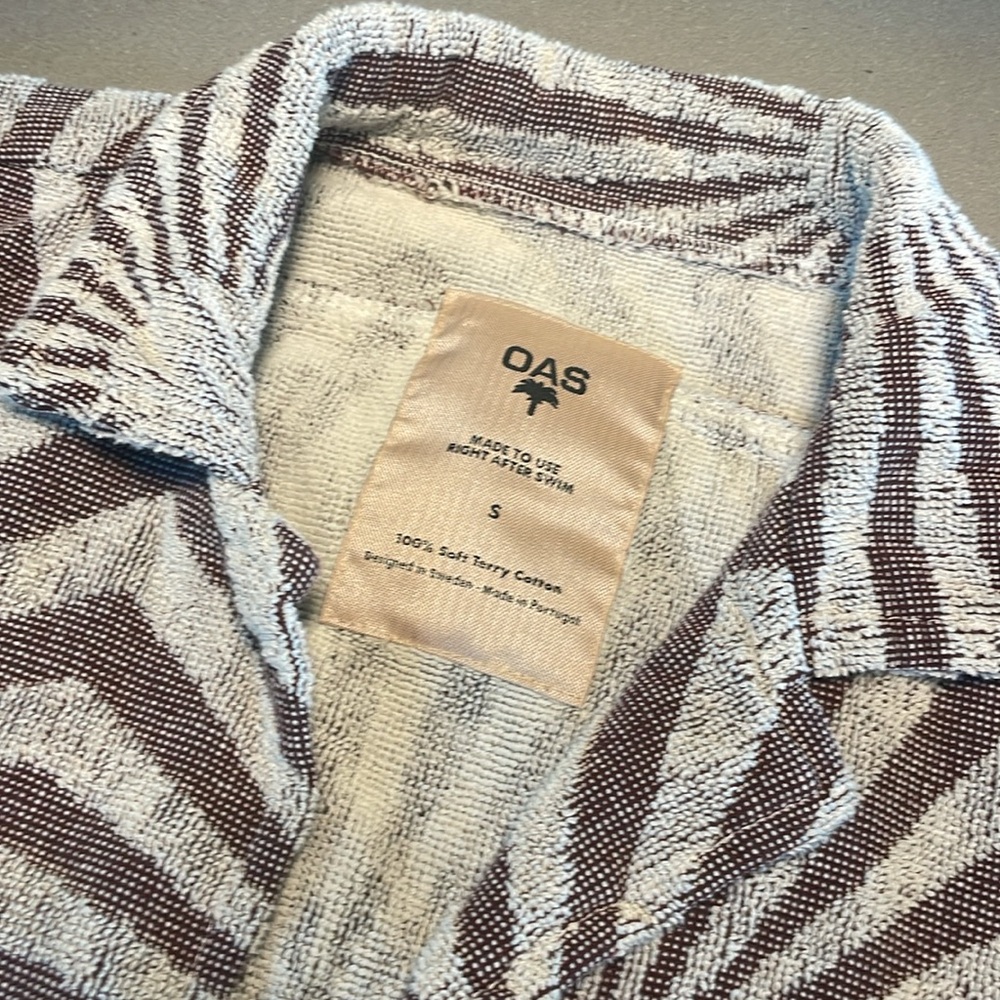 OAS Striped Terry Cloth Shirt Men’s Small - Picture 2 of 3